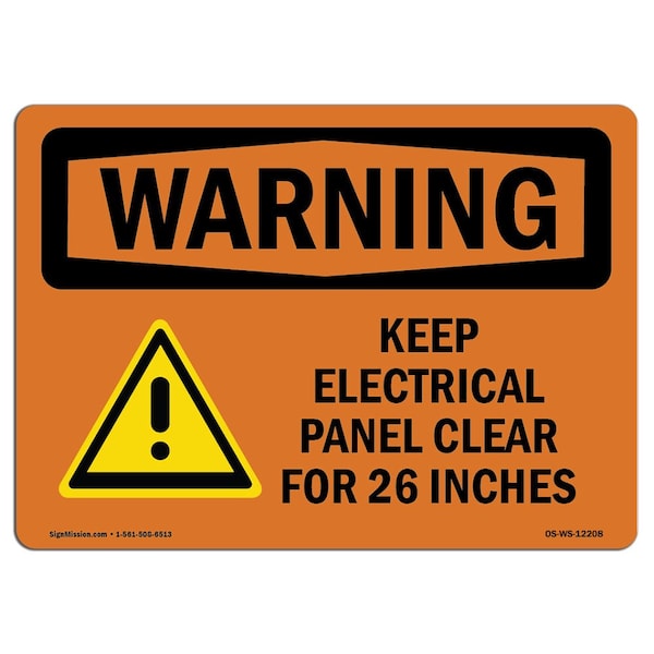 OSHA Warning Sign, 18" Height, 24" Width, Keep Electrical Panel Clear, Landscape, WS-D-1824-L-12208